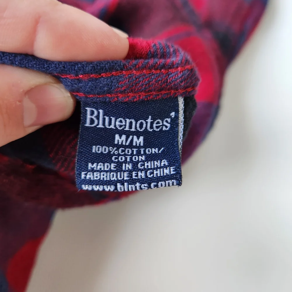 Bluenotes Womens Red/Navy Plaid Flannel Button Down Longsleeve Shirt - Picture 6 of 8